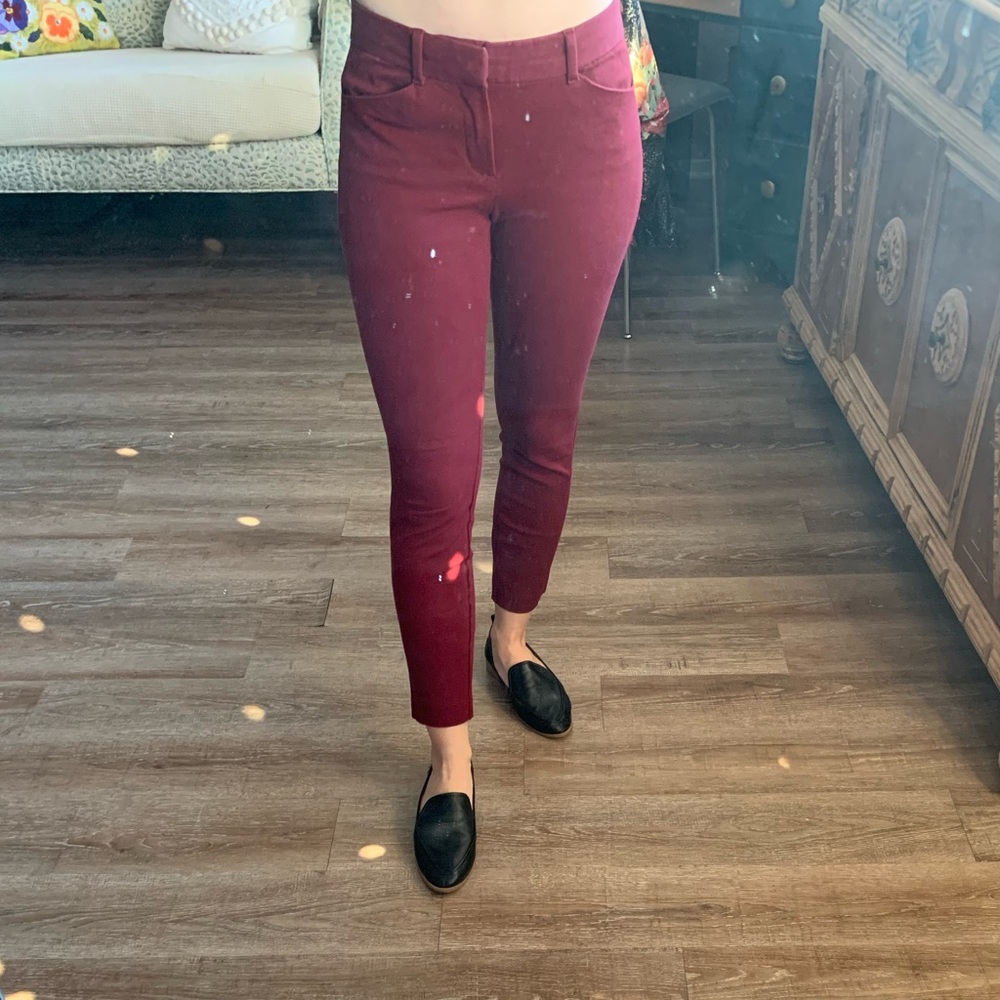 Gap Maroon Skinny Ankle Work Pants - Size 2
